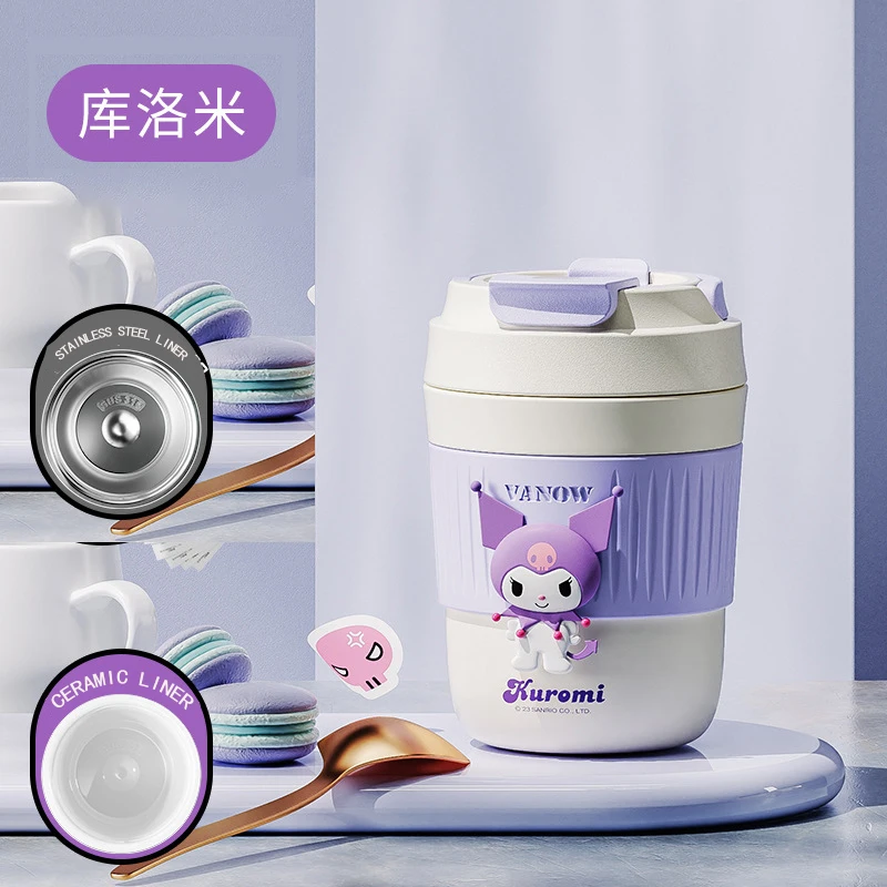 Sanrio licensed Kuromi/My Melody anime ceramic/stainless steel insulated coffee cup 2025 girl birthday gift.