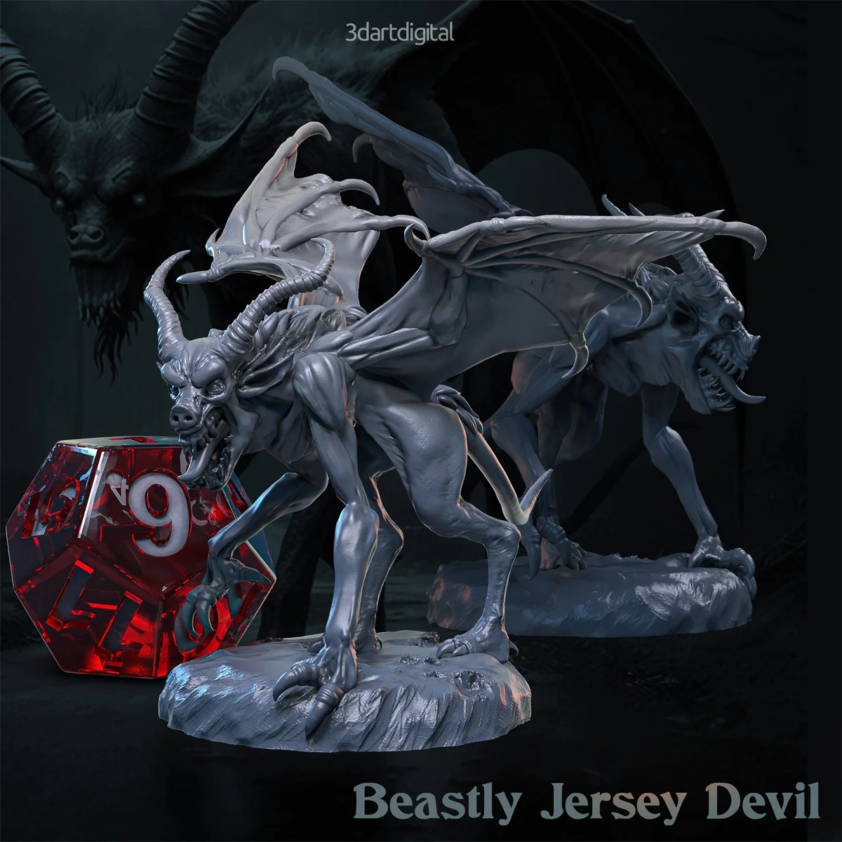 Modelo de resina en miniatura de criaturas legendarias, Jersey de Calavera, diablo, figura de astas, juego de mesa Chupacabra DND, modelo de ajedrez sin pintar