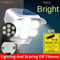 Outdoor Solar Light Motion Sensor Security Dummy Camera Wireless Flood Light IP65 Waterproof 77 LED Lamp 3 Mode For Home Garden