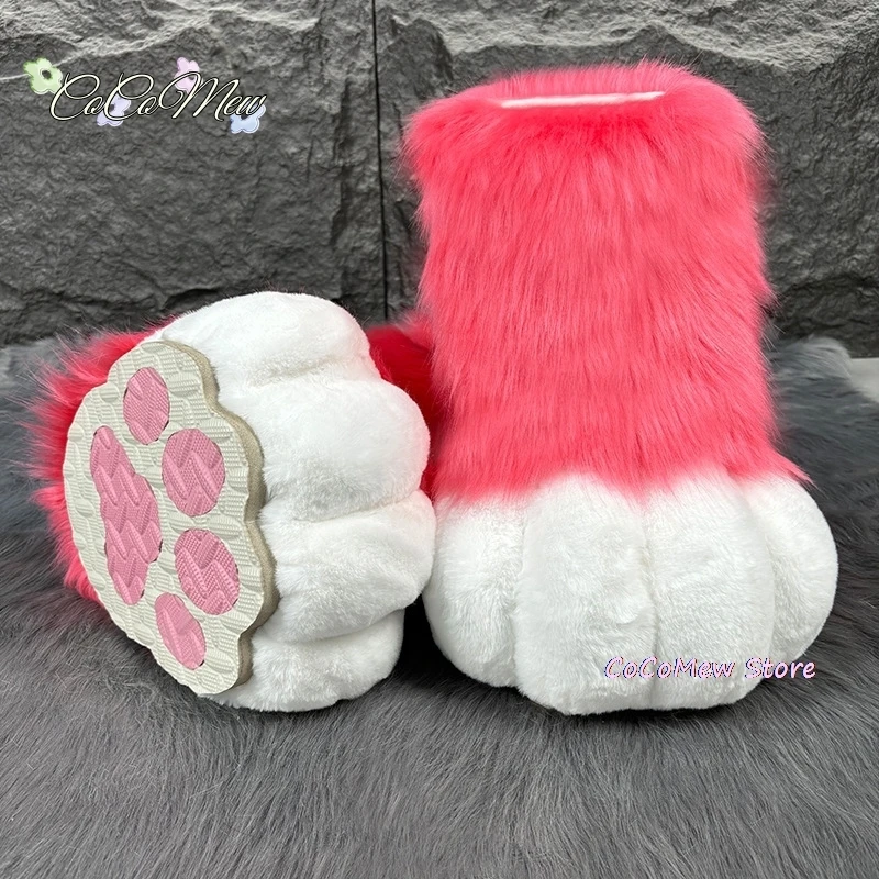 Fursuit Cosplay Paws Shoes Accessories Furry Cosplay Bunny Cat Boots Cute Fluffy Animal Manga Party Cos Wearable Unisex Costume