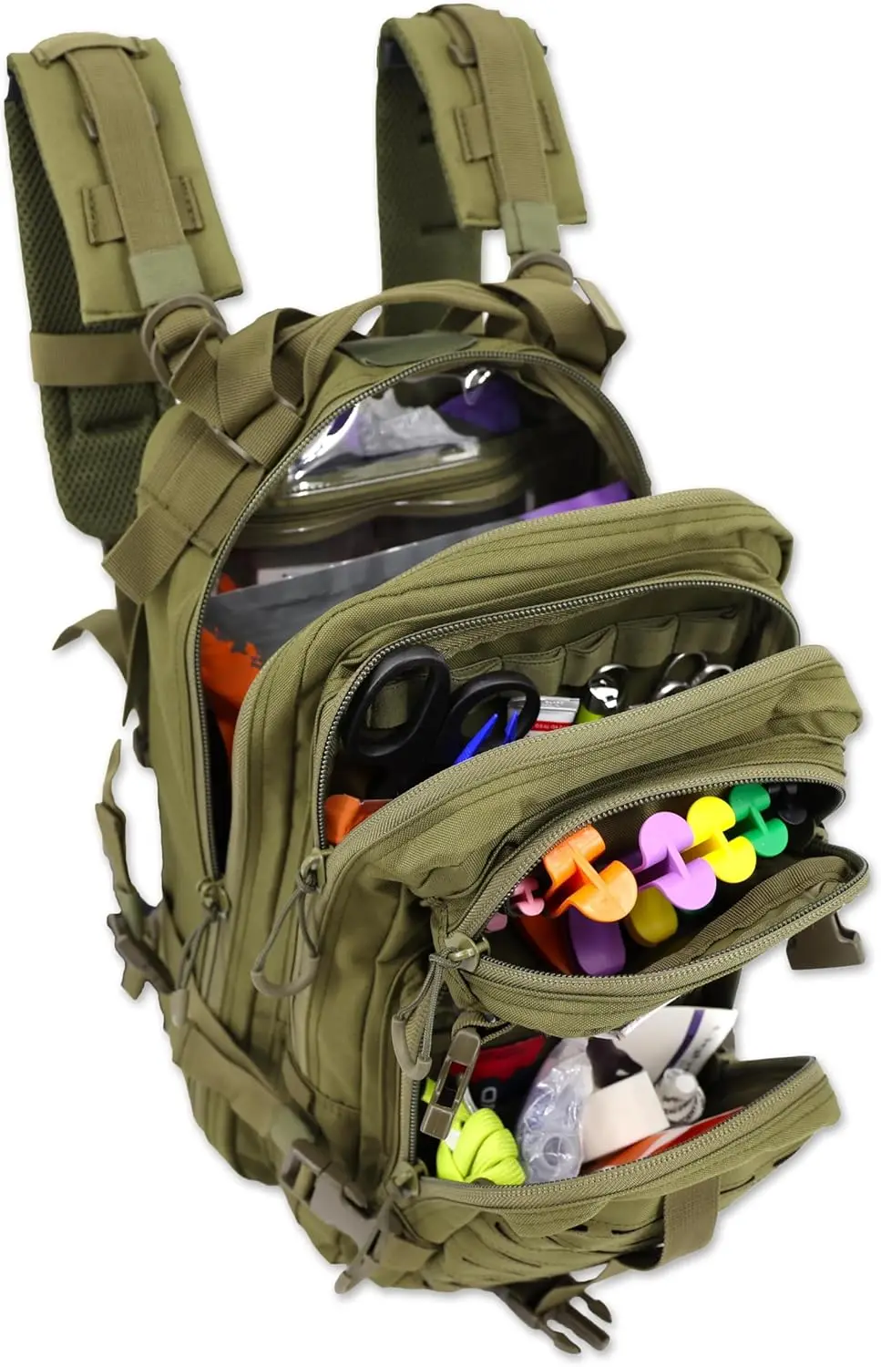 Stocked EMS/EMT Trauma & Bleeding First Aid Responder Medical Backpack + Kit - OD Green