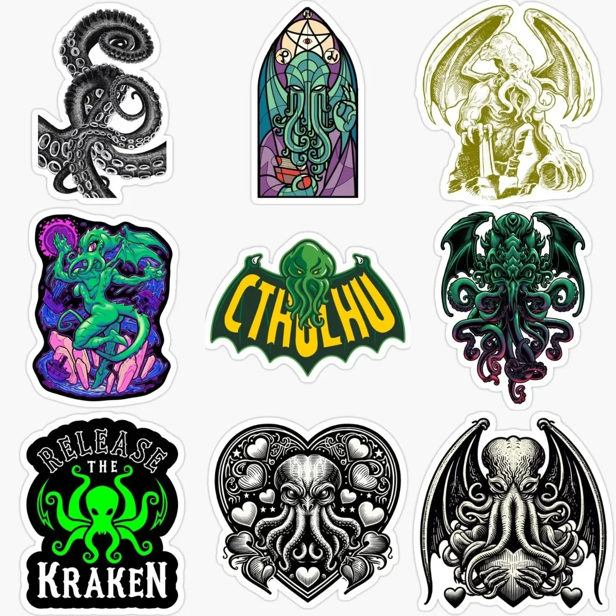 

Cthulhu Great Old Ones Octopus Monster Tentacles Sticker for Decorate Table Wall Car Motorcycle Off-road Helmet Bumper Decal