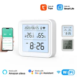 Temperatura E Umidade Sensor De wi-fi Com Tela de Lcd E Luz de Fundo Trabalhar Com Alexa Google Casa Alimentado Por Vida Inteligente