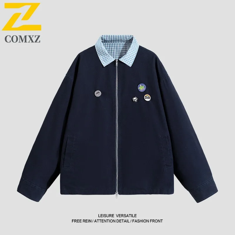 

COMXZColorblock Windbreaker lovers Baseball Jacket Waterproof Windproof Teen Outdoor Coat for Hiking Camping Fishing Youth Style