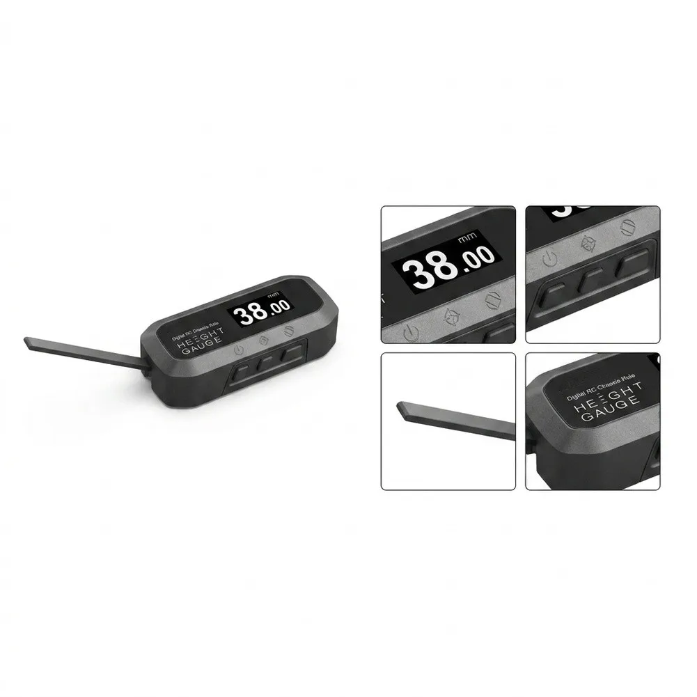 RC Ride Height Gauge with Rotatable 180 Degree Display and Guided Calibration Block for Consistent Setup Results