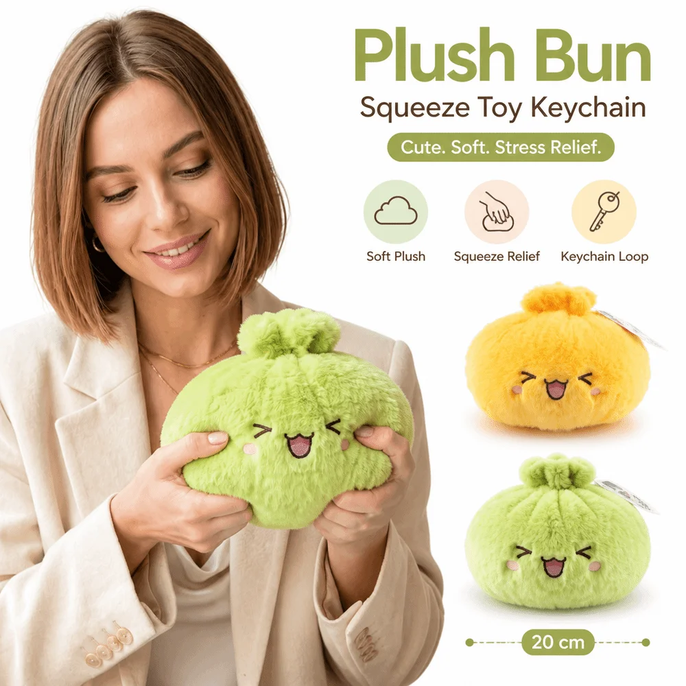 Gifts Soft Fluffy Bun Keychain Squeezable Simulated Food Steamed Bun Keychain with Loop Pendant Daily Carry Accessories