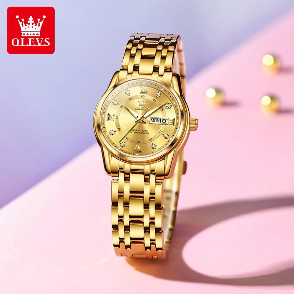 OLEVS 5513X العطور ساعة نسائية ساعة كوارتز أصلية مقاوم للماء مضيئة تاريخ اليوم السيدات الساعات ساعة عطرة هدية جديد Reloj