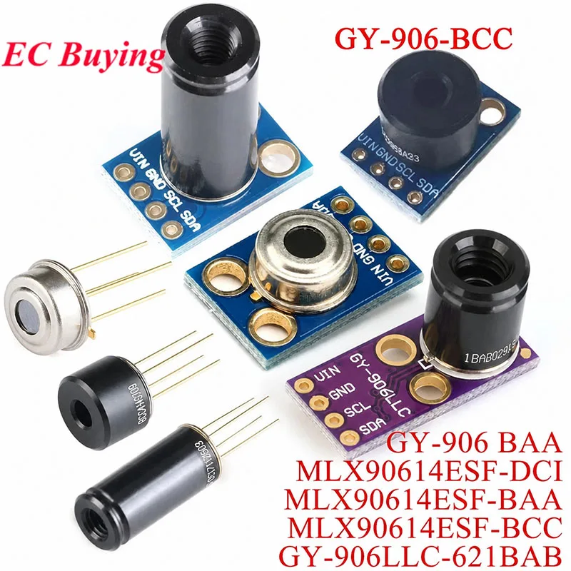 GY-906 MLX90614 MLX90614ESF DCI BAA BCC GY-906LLC-621BAB IR Infrared Non-contact Contactless Temperature Sensor Module Probe