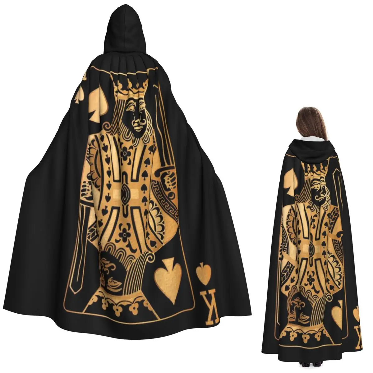 

Длинный плащ с капюшоном King Poker, средневековый костюм ведьмы, накидка для косплея, Хэллоуин, вампир, для взрослых, унисекс