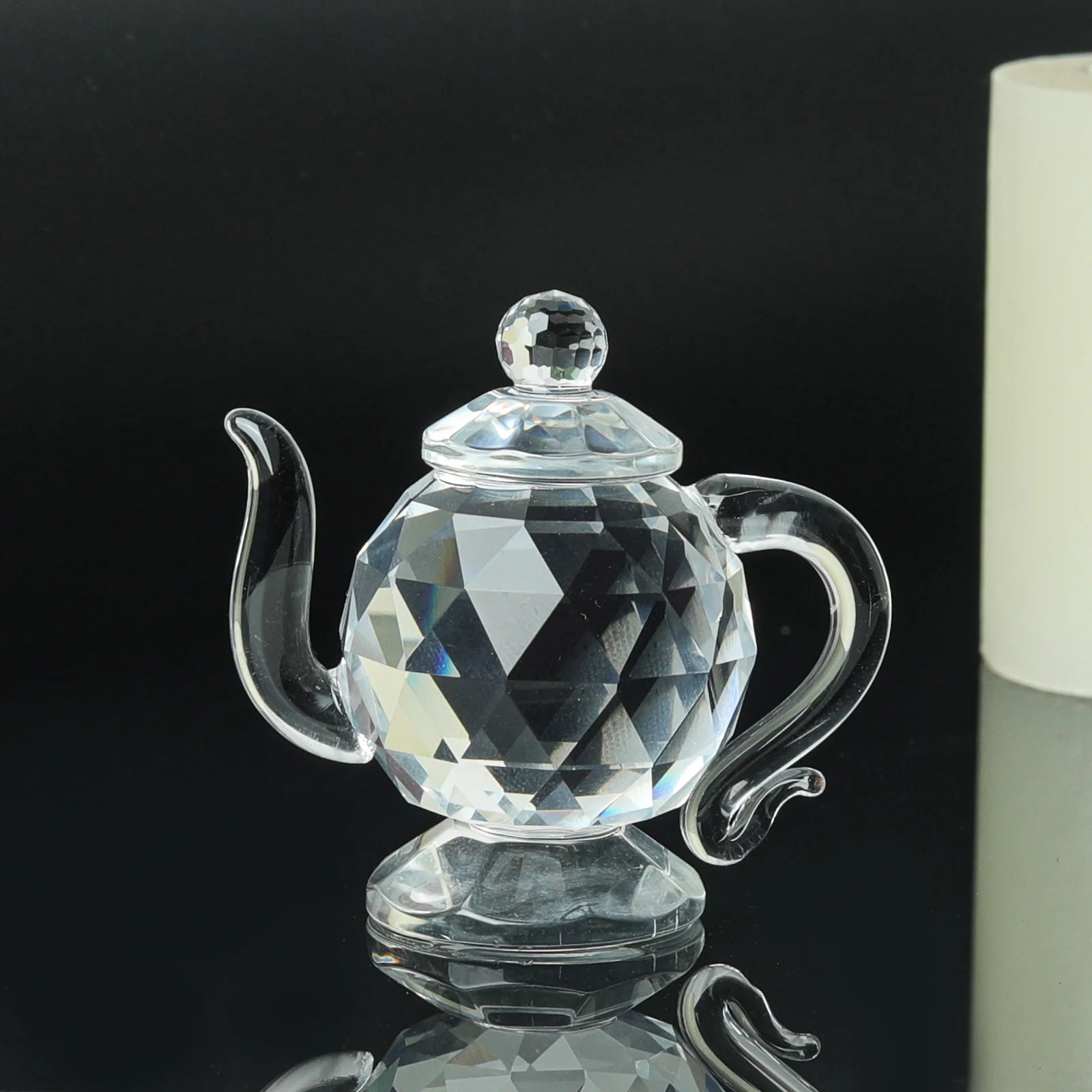 إبريق شاي كريستال شفاف ، هدية ثقل الورق ، زخرفة زجاجية ، ديكور مكتب