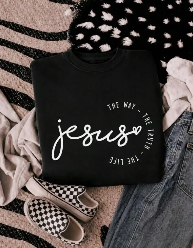 Jesus The Way The Truth The Life Shirt Women Christian Faith T-Shirt Cute Heart Graphic Tees Summer Casual Short Sleeve Religion Tops
