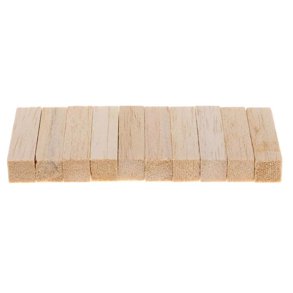 Unfinished Balsa Wood Dowel Sticks Square Block Woodcraft Supplies Hobby Wooden Shapes for Kids Crafts DIY Ornament