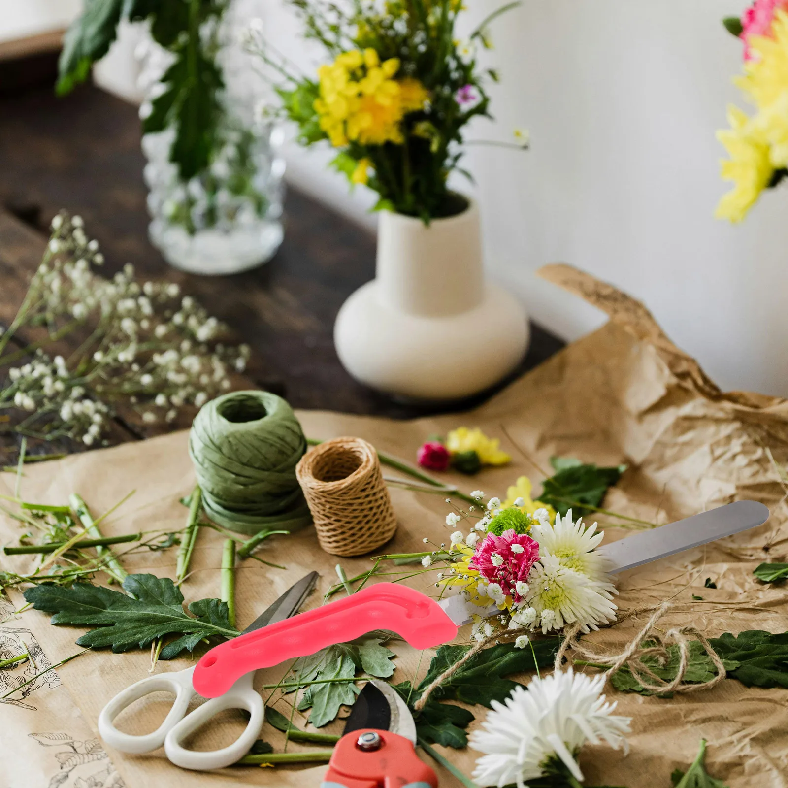 

Floral Arrangement Supplies Stainless Steel Floral Knife Foam Half Round Green Flower Mud Brick Versatile Tool
