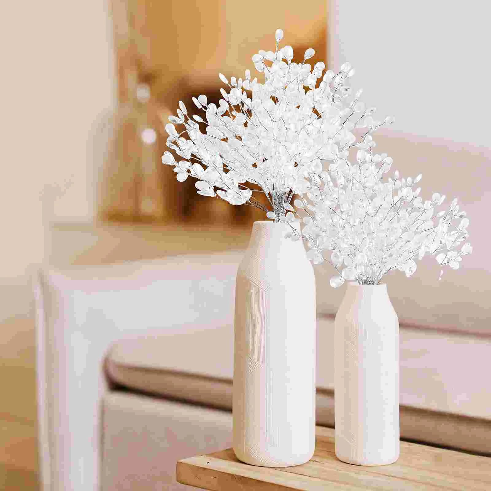 50 Stems Artificial Bouquet Acrylic Flowers Crystal Beads Beaded Drops Branches for Vase Bouquets with Picks Decoration Needs