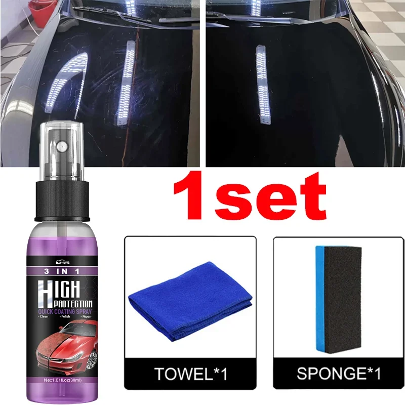 

3 In 1 Rapid Ceramic Coating Spray Fortify Car Detailing Cleaning Nano Coatings Spraying Scratch Remover Auto Repair Accessories