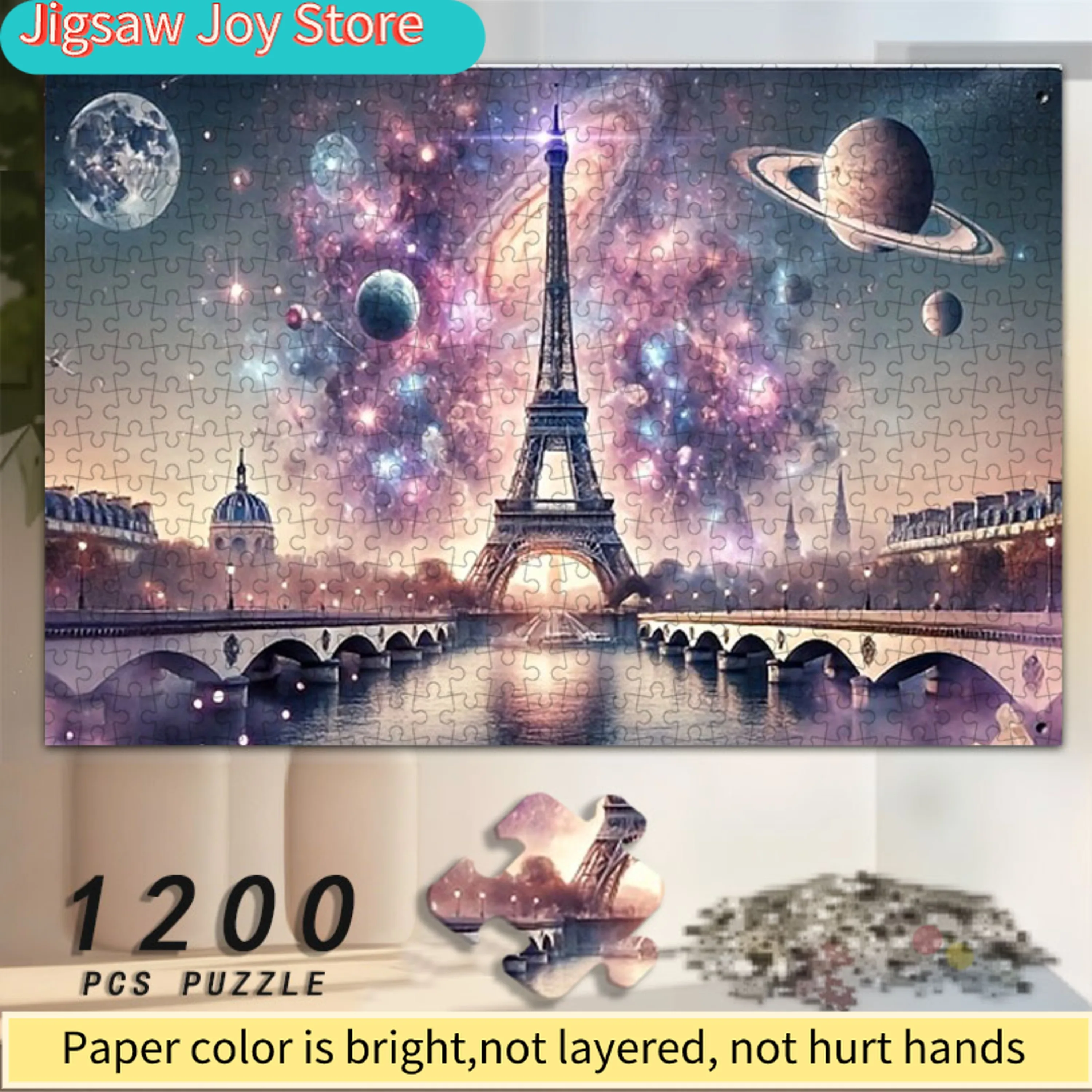 

Набор из 1200 деталей: интерактивный развивающий пазл для родителей и детей, 1200 элементов, тематика: Париж, Эйфелева башня, космос, галактика, для гостиной