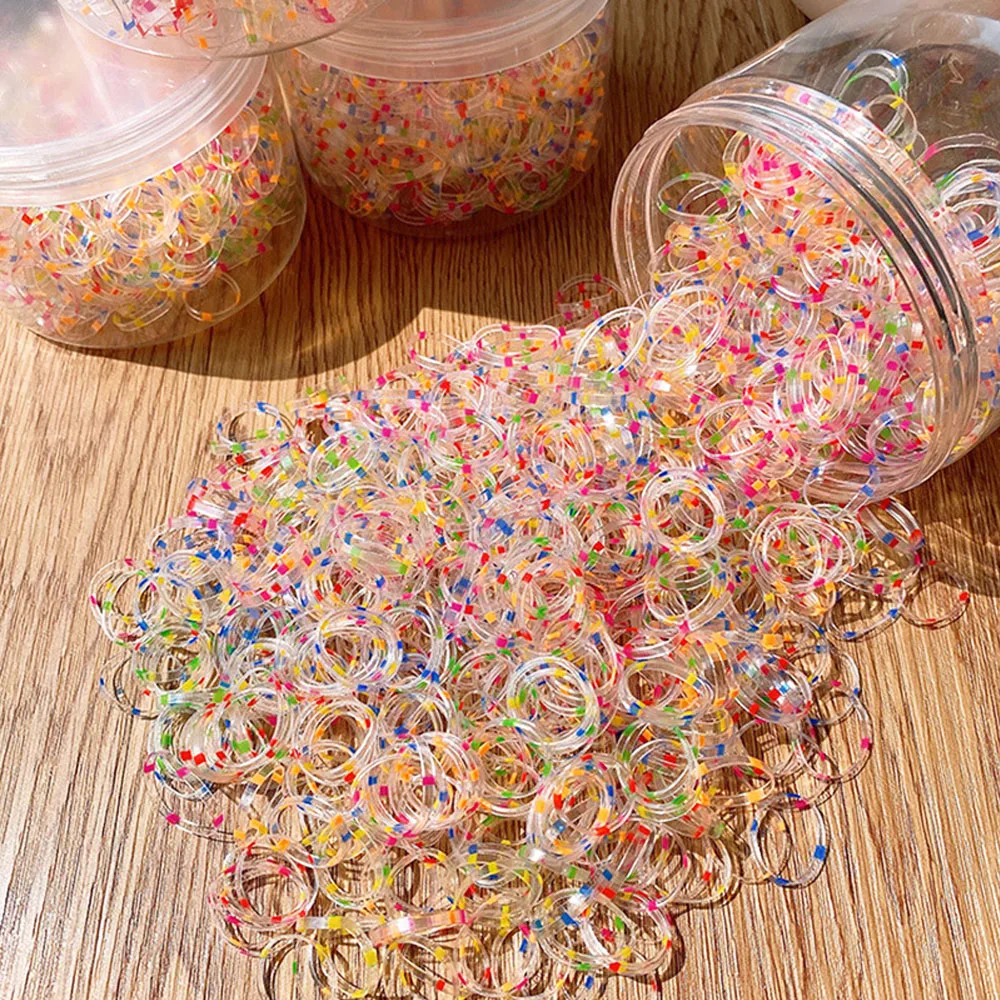 500/1000pcs Rubber Band Does Not Hurt Hair Girls Small Childrens Scrunchies Head Rope Cute Baby Color Headdress