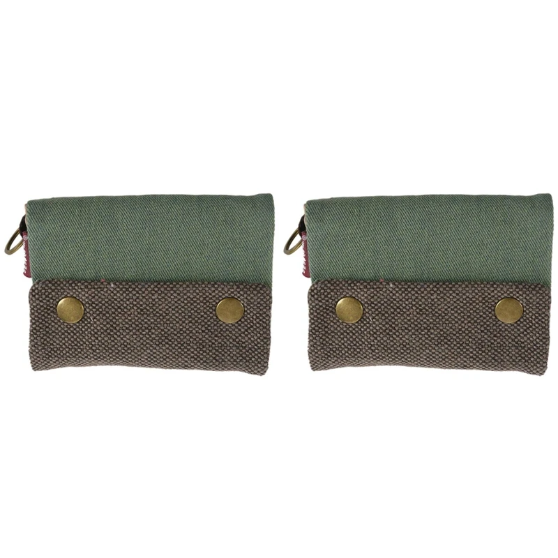 Cartera de lona Manual plegable de tres capas para hombre y mujer, bolso con tarjetero múltiple, monedero multifunción para niño, 2 uds.