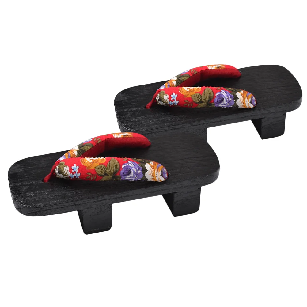 1 Pair Summer Clogs Sandals Women Men Fashion Slippers Comfortable Lightweight Non-Slip Walking Shoes Red Flower Black Wood Size