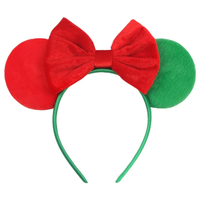 

Mickey Christmas glitter bow headband party event hair accessory hair hairpin velvet ear decoration headband headband headwear