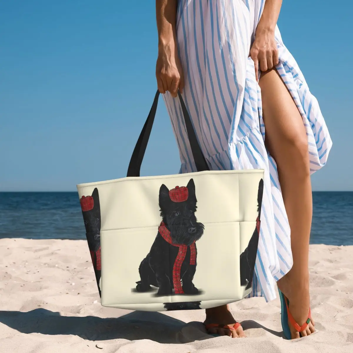 

I Love My Scotties Dog Beach Tote Bag Sport Gym Yoga Duffle Large Tote Bag Women Travel Bag Fitness bag