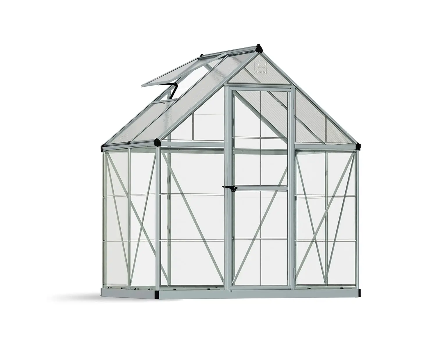 Canopia Hybrid 6' x 4' Polycarbonate Aluminum Greenhouse, Silver, Customized