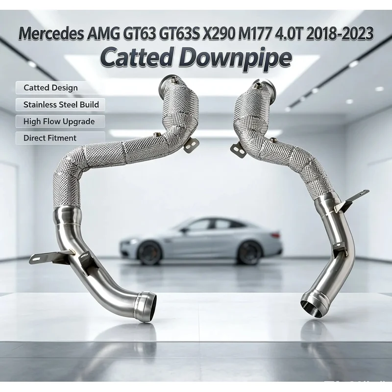 Sonicdiy Heat Insulated SS304 Catted Downpipe for Mercedes AMG GT63 GT63S X290 M177 4.0T 2018-2023