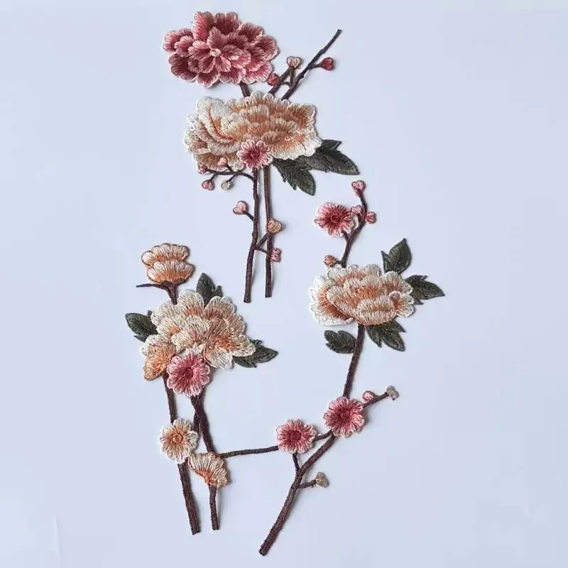 1Pcs Colorful Flower Embroidery Patch Sewing On Clothes Coat Dress Accessory Diy Plum Blossom Floral Applique Fabrics Decoration view 2
