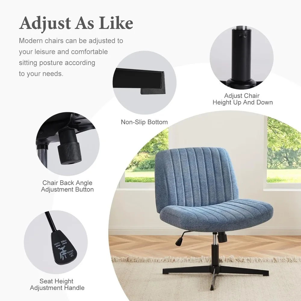 

Cross Chair Legged, Armless Office Wide Desk Chair No Wheels