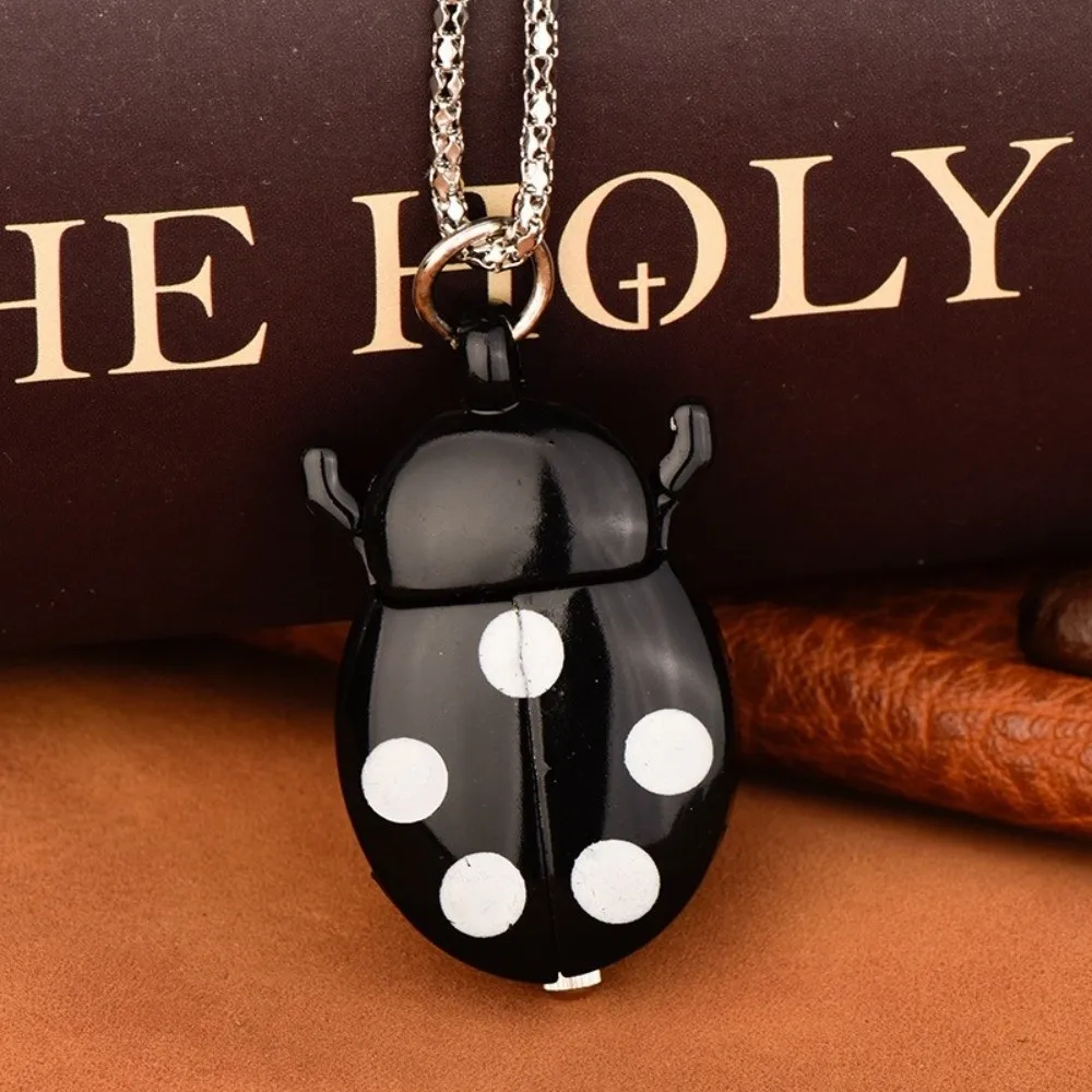 New Multi-color Ladybug Pocket Watch Quartz Lightweight Pocket Watch with Chain Necklace Pocket Watch