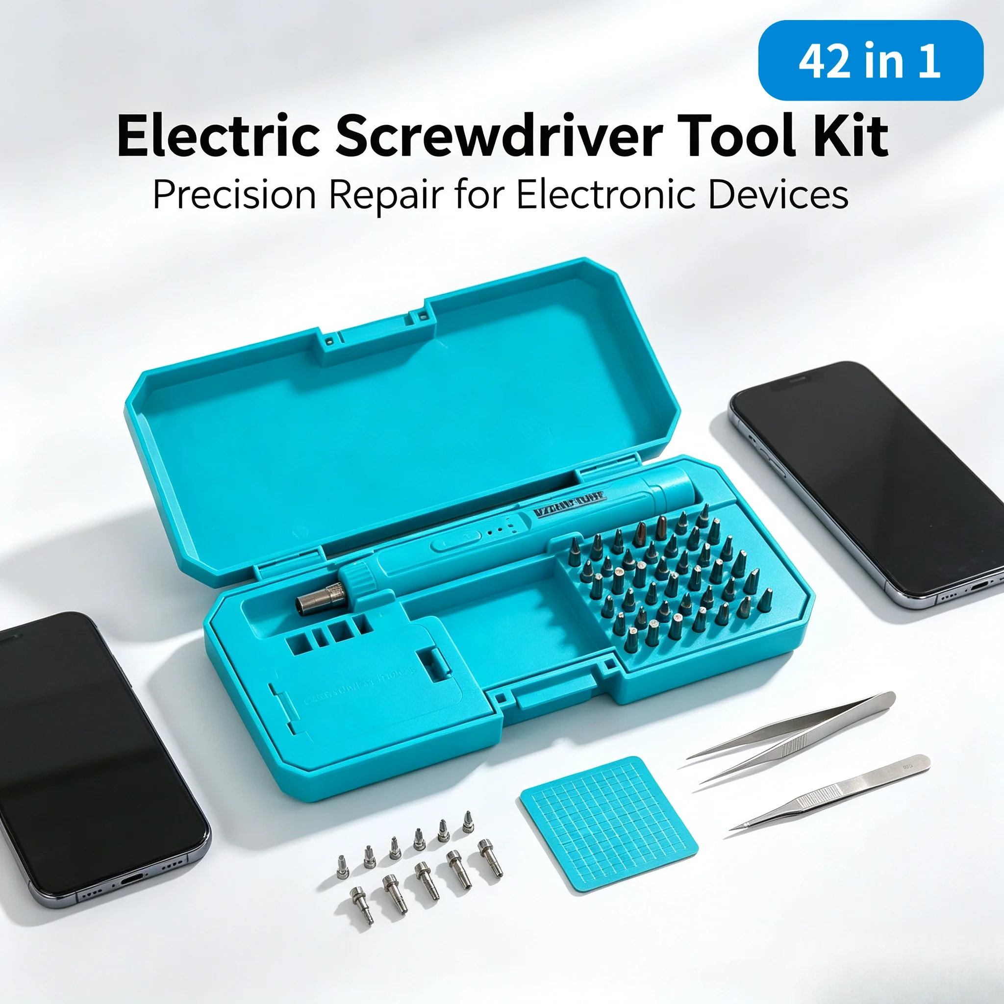 Electric Screwdriver Set, including 42 Magnetic Screwdriver Heads and Magnetic Storage Function, Suitable for Repairing Computer