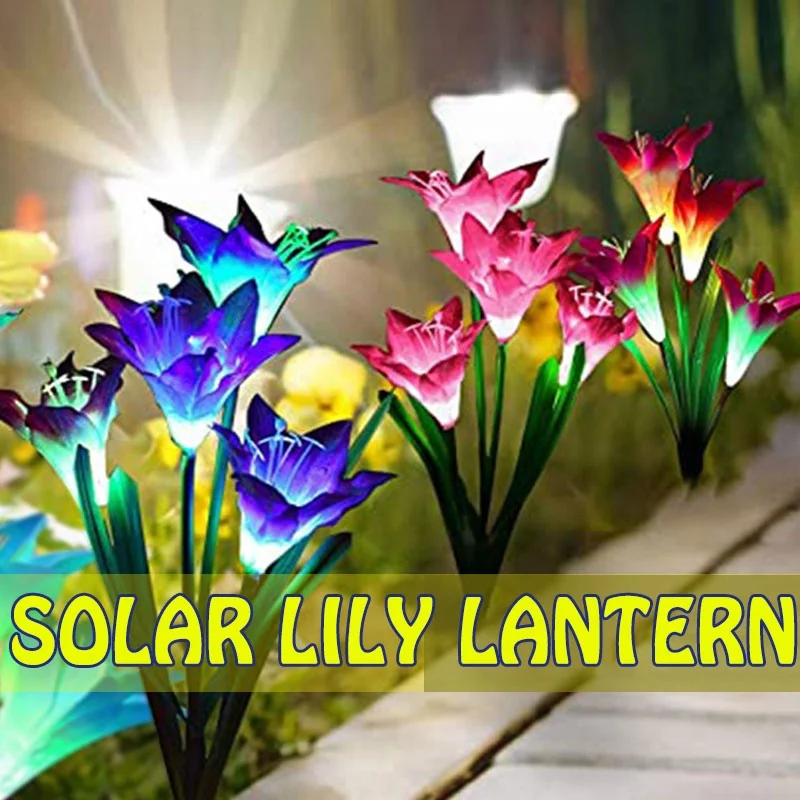 Le luci solari delle fate del giardino hanno condotto le luci solari del fiore del giglio della rosa multicolore all'aperto per la decorazione di natale del giardino dell'iarda del Patio