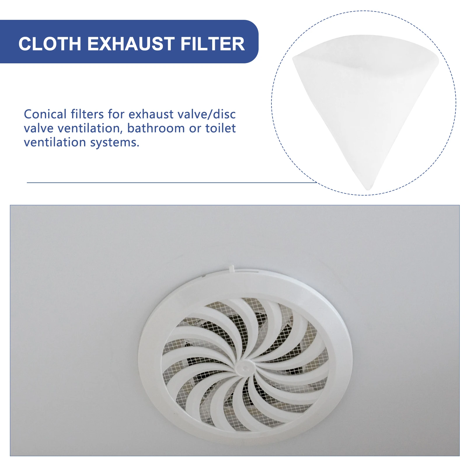 

10pcs Exhaust Valve Filter Kit Conical Ventilation Replacement For Attic Fan Cover Dryer Lint Catcher Universal Cloth Duct