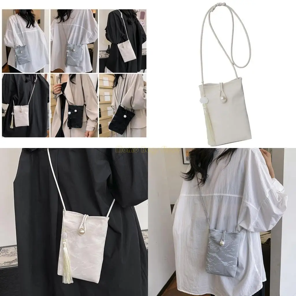 

X90D Traditional Pearls Phone Bag for Women Girls Elegant Soft PU Shoulder Purse