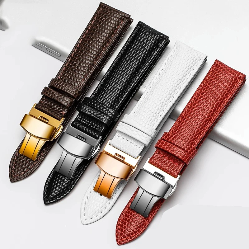 

Lizard texture Leather Watch Strap12mm 14mm 16mm 18mm 20mm Watchband For Men's Watch Accessories Solid Buckle black brown red