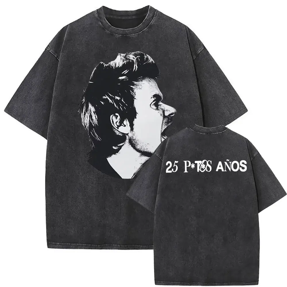 Dani Martín Concierto 25 Años Album Tour T-shirts Men Women High Street Hip Hop Punk T Shirt Vintage Washed Short Sleeve T-shirt