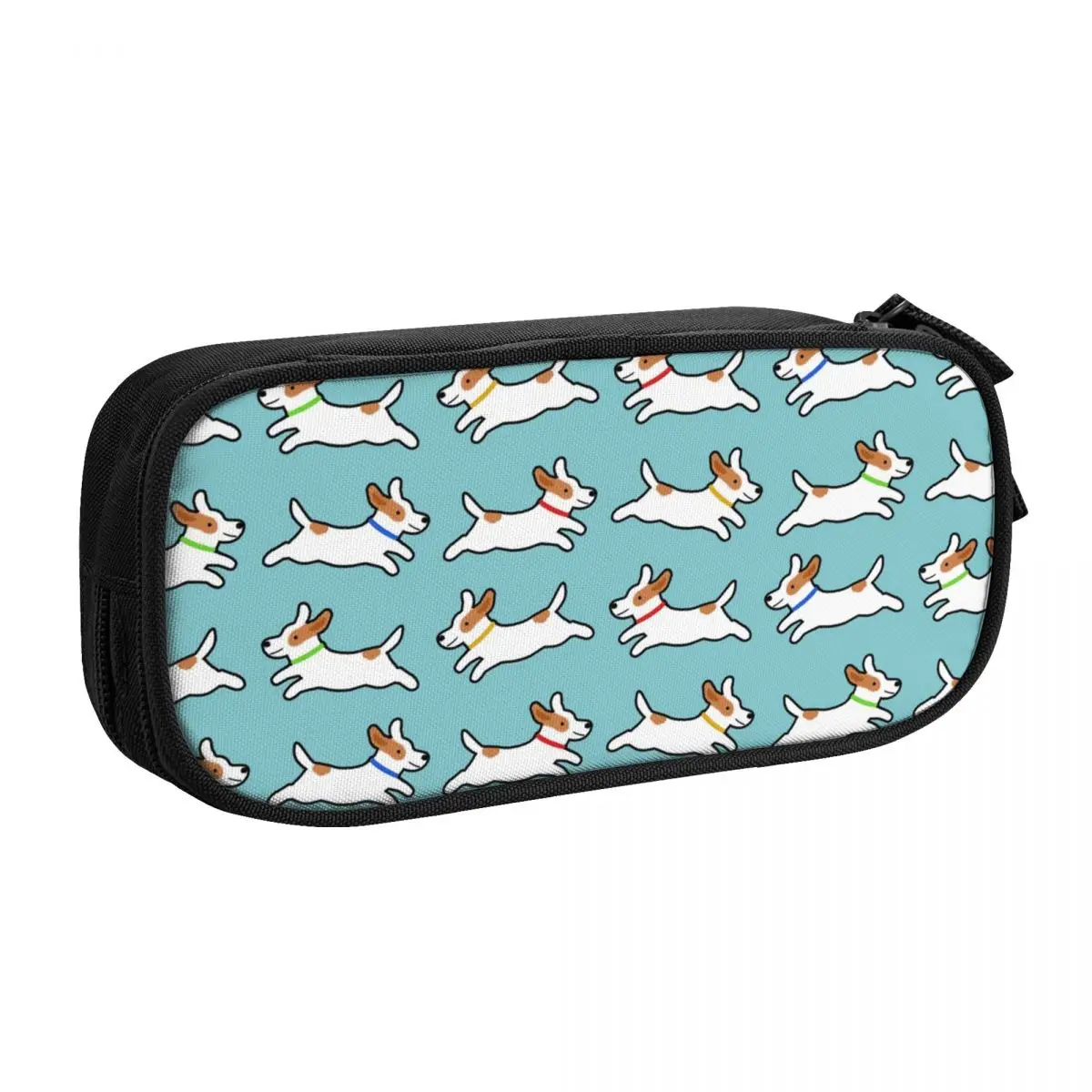 Cute Jack Russell Terrier Running Dog Pencil Case for Girl Boy Large Storage Pen Box Bag School Accessories