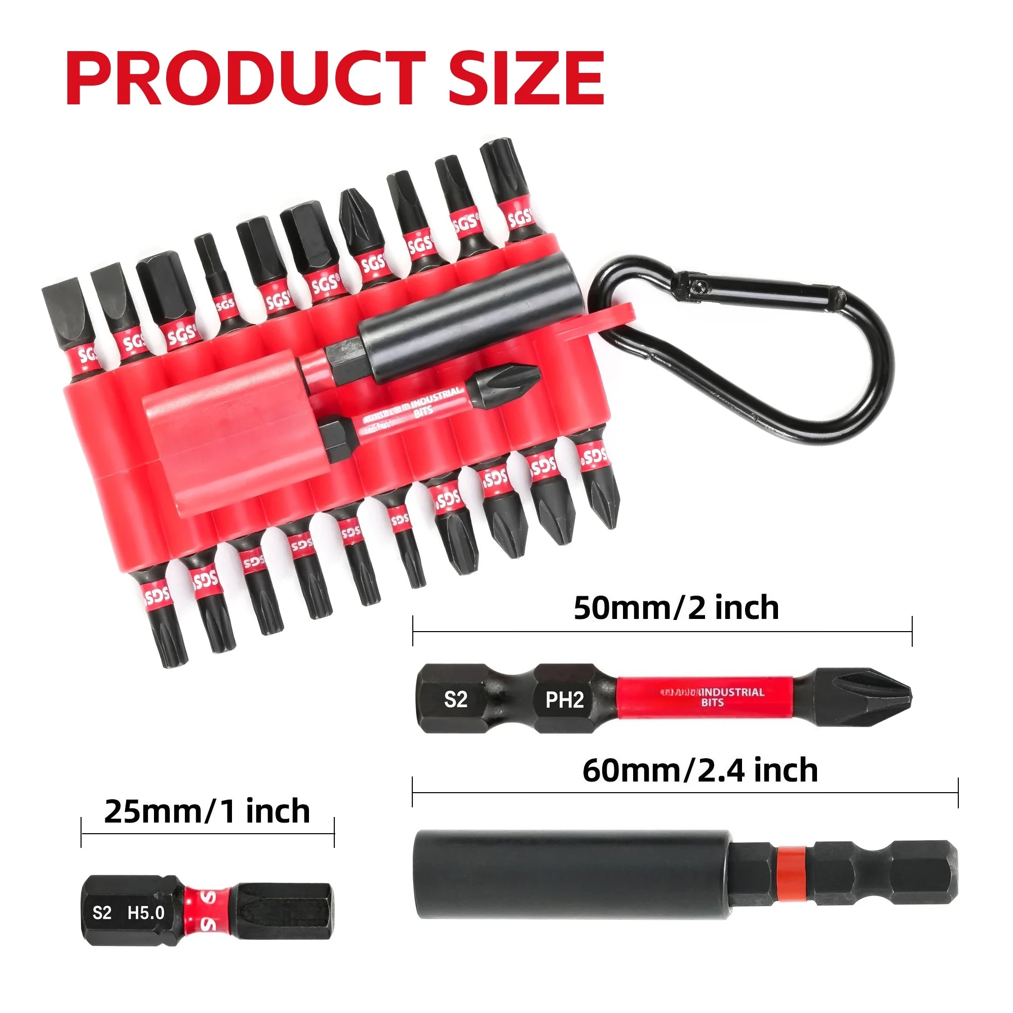 22 PCS 1”/2” Mixed Magnetic S2 Steel Multi Cross Bits Driver Bits and 1 Pcs Bit Holder with Organizer Sleeve Home Office Tools