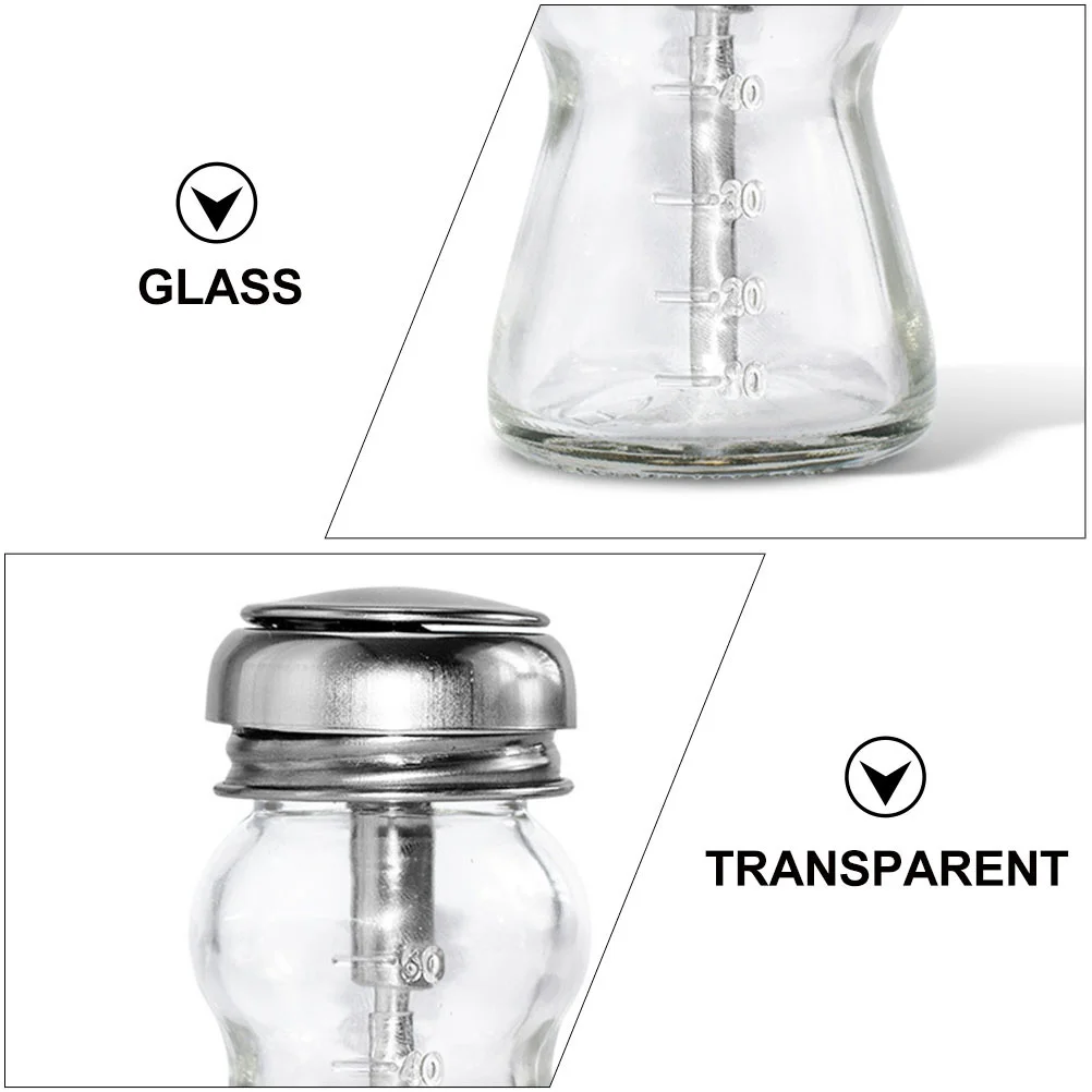 2 قطعة زجاجة مزيل طلاء الأظافر زجاجة مضخة زجاجية شفافة قابلة لإعادة الملء حاوية ضغط فارغة لمزيل ماكياج فن الأظافر