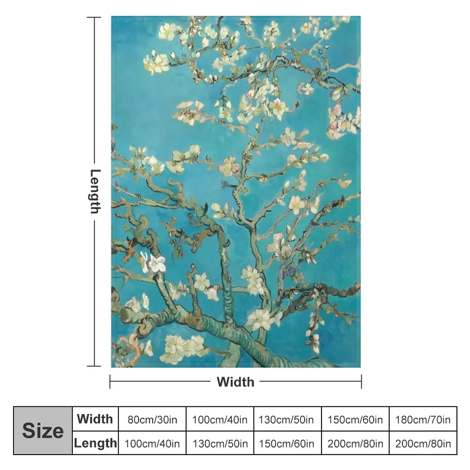 Vincent Van Gogh Flannel Blanket Quality Super Warm Almond Blossom Throw Blanket Winter Travelling Bedroom Pattern Bedspread