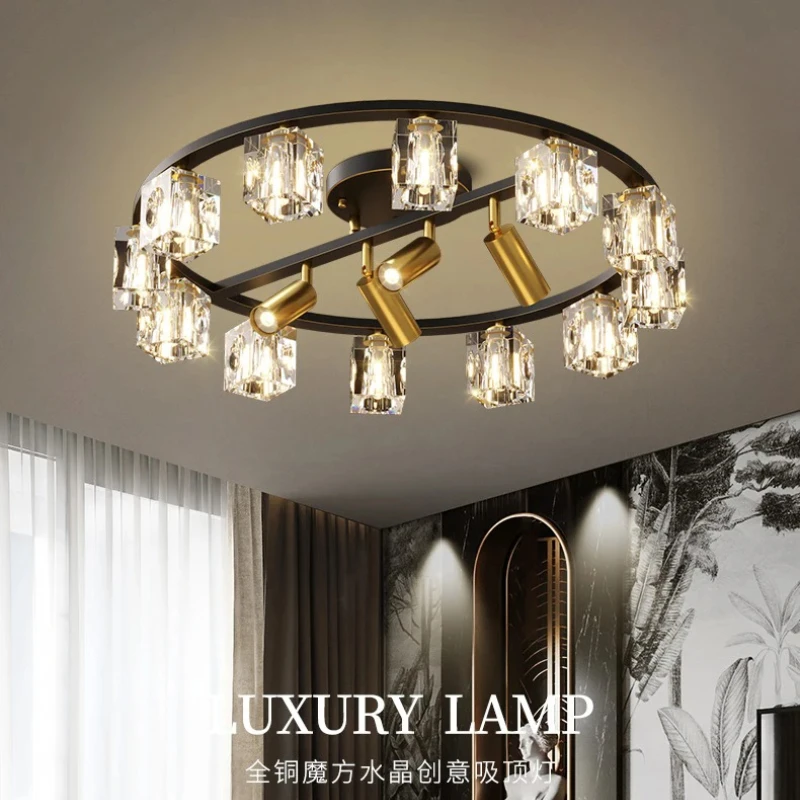 

High Quality Brass Crystal Ceiling Light Chandeliers Golden Pendant Lamp for Dining Living Room Restaurant
