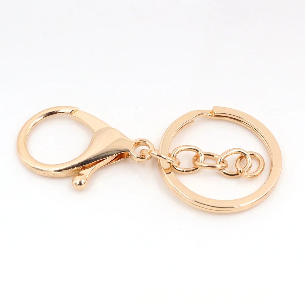 5pcs/lot 30mm Chain Key Ring Long 70mm Popular classic 8 Colors Plated lobster clasp key hook chain jewelry making for keychain