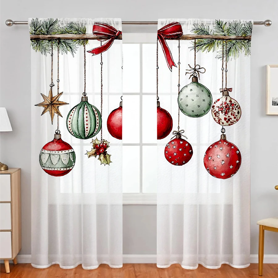 2PCS Christmas Winter Sheer Cu - огляд і ціна Home Office Rate