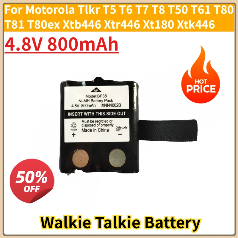 

New Replacement Walkie Talkie Battery 4.8V 800mAh for Motorola Tlkr T5 T6 T7 T8 T50 T61 T80 T81 T80ex Xtb446 Xtr446 Xt180 Xtk446