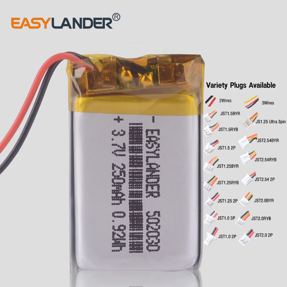 3.7V 502030 250mAh Rechargeable Lithium Li-ion Polymer Battery Replacement for VXI B250-XT B350-XT B450-XT Wireless Headset