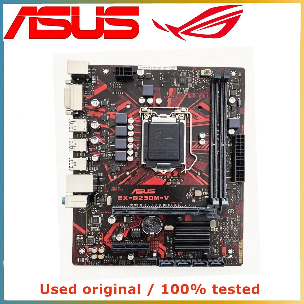 For ASUS EX-B250M-V B250M-V LGA 1151 B250 DDR4 32GB PCI-E 3.0 M.2 USB3.0 Micro ATX support 7th/6th gen Core i3-6500 7500