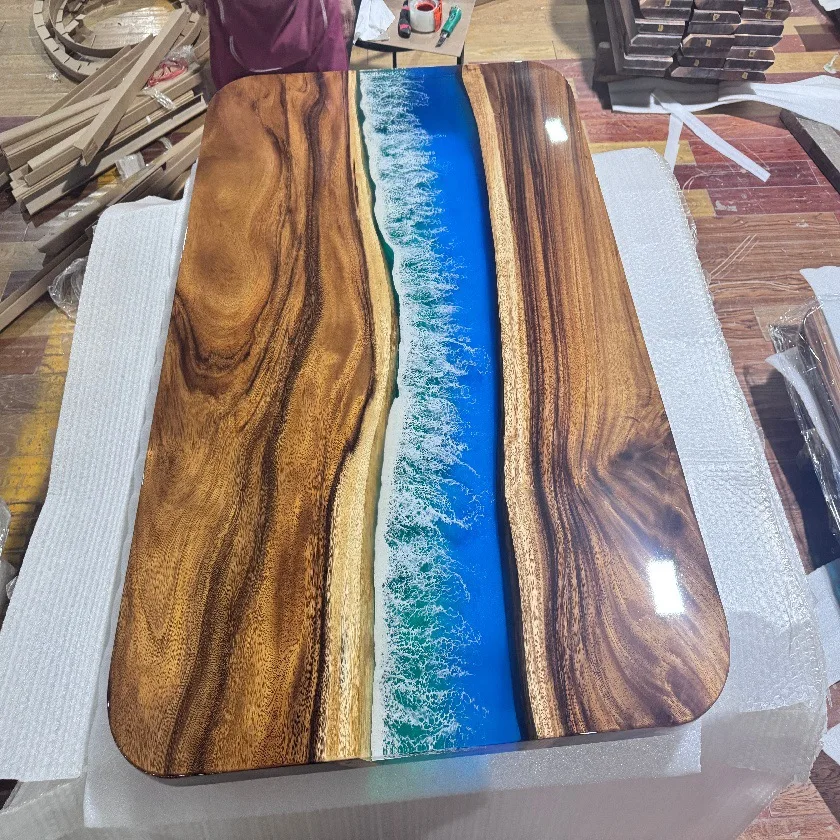 Epoxy resin table River table Tree material Ocean coffee table Conference large board Solid wood log dining