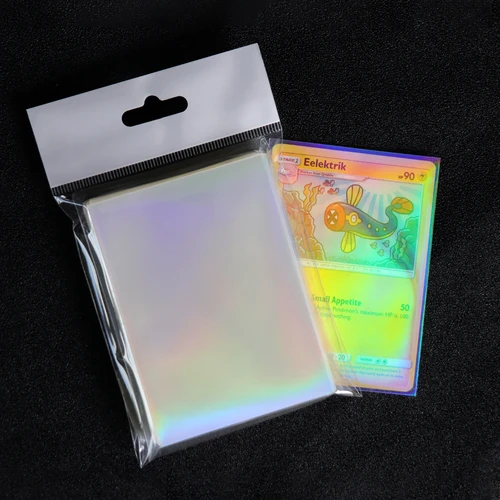 Imagen 2 del producto 50 Uds. Sin ácido láser Arco Iris tarjeta intermitente película fundas para tarjetas Tarot Super Protector de tarjetas para juegos de mesa funda para tarjetas sin PVC