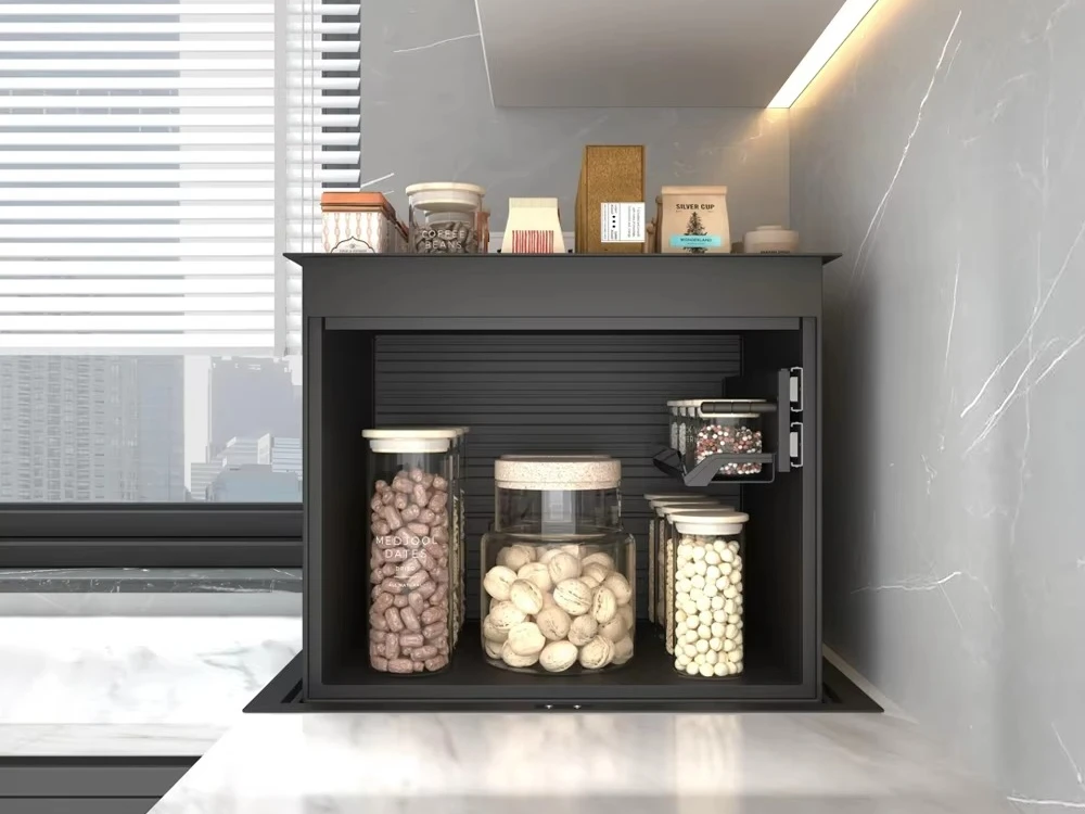 سلة ذكية أنيقة قابلة للسحب لتخزين النبيذ مع درج خزانة النبيذ الزاوية لتخزين المطبخ القابل للسحب