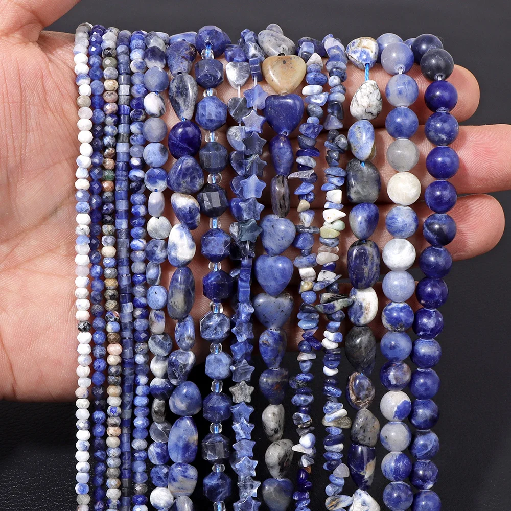 Wholesale Blue Sodalite Beads Natural Gems Stone Round Loose Spacer Beads for Jewelry Making DIY Bracelet Necklace Supplies